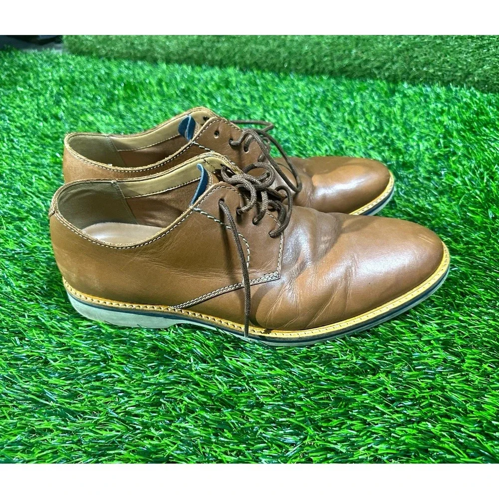 Clarks Mens Brown Leather Lace Up Round Toe Oxford Dress Shoes 10 W 261318248090